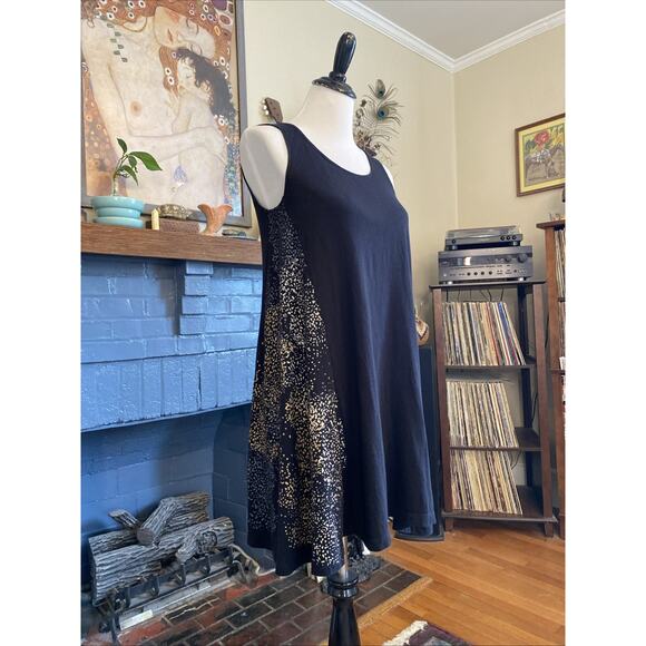 Tonle Dress Sustainable Eco Mini Tank Tunic Metallic Gray Sprinkle Print Cotton - Picture 3 of 13